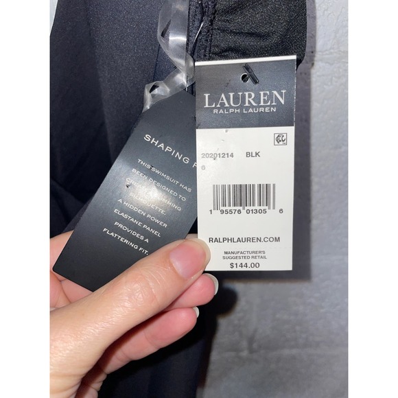 Lauren Ralph Lauren Halter wrap Side-Tie Tummy-Control swimsuit black 6 - Picture 6 of 14